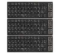 PATIKIL 3Pcs Arabic-French Keyboard Stickers PC Keyboard Stickers Black Background with White Lettering for Computer Laptop Desktop