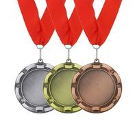 PATIKIL 3Pcs Award Medals, 1st 2nd 3rd Place Winner Medals with Red Ribbon 3 Inch Width Prize Medals for Competitions Sport Meetings Spelling Bees, Multicolor