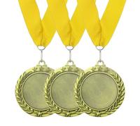 PATIKIL 3Pcs Award Medals, 1st Place Winner Medals with Yellow Neck Ribbon 3 Inch Width Prize Medal for Competitions Sport Meetings Spelling Bees, Gold