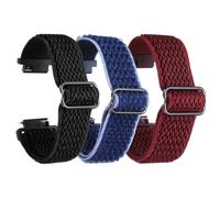 PATIKIL 3Pcs Braided Watch Strap 16mm, Dark Blue/Dark Red/Black