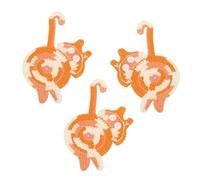 PATIKIL 3PCS Cat Coasters, 15CM Cute Coasters Cat Butt Crochet Funny for Desk Adults Home Decor Drinks Gifts Coffee, Orange