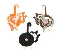 PATIKIL 3PCS Cat Coasters, 15CM Cute Coasters Cat Butt Crochet Funny for Desk Adults Home Decor Drinks Gifts Coffee, Black Brown Orange