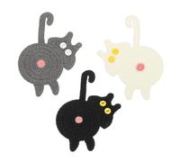 PATIKIL 3PCS Cat Coasters, 15CM Cute Coasters Cat Butt Crochet Funny for Desk Adults Home Decor Drinks Gifts Coffee, Black White Gray