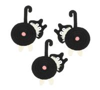 PATIKIL 3PCS Cat Coasters, 15CM Cute Coasters Cat Butt Crochet Funny for Desk Adults Home Decor Drinks Gifts Coffee, Black White