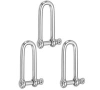 PATIKIL 3Pcs D Ring Shackles 3/16" 5mm Extended D Screw Pin Shackle | 304 Stainless Steel Heavy Duty Mini Bow Clevis for Outdoor/Chain/Boat/Sailboat/Rigging/Marine/Camping