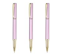 PATIKIL 3Pcs Gel Pens, 0.5mm Black Ink Rollerball Pen Business Stylish Gold Details Medium Point Smooth Writing Quick Dry for Office Journaling Note Taking Meeting,Rose Gold