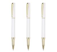 PATIKIL 3Pcs Gel Pens, 0.5mm Black Ink Rollerball Pen Business Stylish Gold Details Medium Point Smooth Writing Quick Dry for Office Supplies Journaling Note Taking Meeting,White