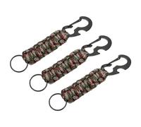 PATIKIL 3Pcs Heavy Duty Braided Paracord Keychain, Paracord Keychains Landyard Necklace with Bottle Opener D Hook Clip for Camping Hiking Outdoor Activities Key Ring, Red Camo