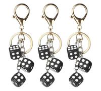 PATIKIL 3pcs Lucky Dice Keychain Charm, Resin 3D Cube Square Mini Dice Keyrings Holder with 3 Pendants for Bag, Wallet, Purse, Car, Cellphone Accessories, Black
