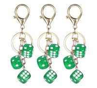 PATIKIL 3pcs Lucky Dice Keychain Charm, Resin 3D Cube Square Mini Dice Keyrings Holder with 3 Pendants for Bag, Wallet, Purse, Car, Cellphone Accessories, Green