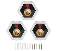 PATIKIL 3pcs Medal Display Case, Wooden Medal Display Frame Hexagon Badge Wall Hanger Shadow Box for Marathon Police Badge Coin Award Runners Sports Winner Swimming Football, White
