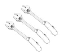 PATIKIL 3pcs Mini Adjustable Wrench 2.5" 45# Steel Blackening Tiny Adjustable Spanner Wide Jaw Pocket Wrench with Hanging Keychain for Home Repair Industry Auto Micro Equipment, Silver