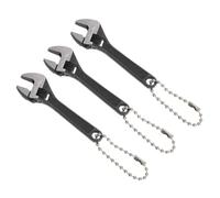 PATIKIL 3pcs Mini Adjustable Wrench 2.5" 45# Steel Blackening Tiny Adjustable Spanner Wide Jaw Pocket Wrench with Hanging Keychain for Home Repair Industry Auto Micro Equipment, Black