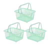 PATIKIL 3PCS Mini Shopping Basket, Small Plastic Basket Mini Storage Basket Grocery Tiny with Handles Organizer Filtered Water for Organizing Toys Eggs Fruits Snacks, Green