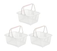 PATIKIL 3PCS Mini Shopping Basket, Small Plastic Basket Mini Storage Basket Grocery Tiny with Handles Organizer Filtered Water for Organizing Toys Eggs Fruits Snacks, White