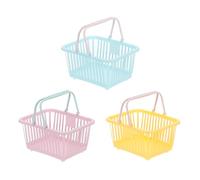 PATIKIL 3PCS Mini Shopping Basket, Small Plastic Basket Mini Storage Basket Grocery Tiny with Handles Organizer Filtered Water for Organizing Toys Eggs Fruits Snacks, Blue Purple Yellow