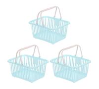 PATIKIL 3PCS Mini Shopping Basket, Small Plastic Basket Mini Storage Basket Grocery Tiny with Handles Organizer Filtered Water for Organizing Toys Eggs Fruits Snacks, Blue