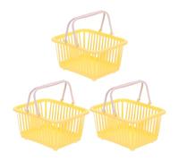 PATIKIL 3PCS Mini Shopping Basket, Small Plastic Basket Mini Storage Basket Grocery Tiny with Handles Organizer Filtered Water for Organizing Toys Eggs Fruits Snacks, Yellow