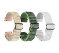PATIKIL 3Pcs Nylon Elastic Braided Watch Strap 20mm Stretchy Solo Loop Watch Bands Adjustable Quick Release Replacement Wristbands W Slide Buckle for Women Men, Rose Pink/Light Green/White