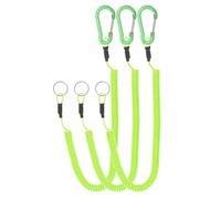 PATIKIL 3pcs Retractable Spring Coil Straps, 10" Spiral Stretchy Safety Lanyard Cord with Aluminium Clip and Key Ring for Fishing Kayak Climbing Boating Pliers, Green