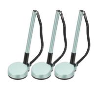 PATIKIL 3Pcs Secure Ballpoint Pen with Adhesive Chain and Security Pen Holder, Reception Counter Pens Desktop Pen Black Ink Refills for Desk Workplace Office Home Supplies, Round Base, Light Green