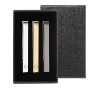 PATIKIL 3Pcs Tie Pins for Men, Stainless Steel Alphabet O Letter Necktie Bar Pinch Set Mens Tie Clip with Gift Box for Wedding Father's Day, Silver/Gold/Black