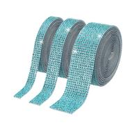 PATIKIL 3Roll Rhinestone Ribbon, 0.35"/0.53"/0.98" Self Adhesive Crystal Rhinestone Strips, Resin Bling Diamond Sticker for DIY Crafts Phone Car Decorations, Light Blue