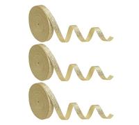 PATIKIL 3Roll Sparkly Ribbon, 1cm x 9m Metallic Glitter Ribbon Gift Wrapping Fabric Rolls for DIY Crafts Gift Wrapping Holiday Wedding Birthday Party Home Decoration, Light Gold