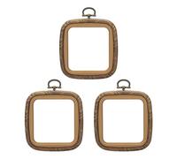 PATIKIL 3x2.8inch Embroidery Hoops, 3Pieces Imitated Wood Square Frame Cross Stitch Hoop Ring for Embroidery Art Craft Sewing Ornaments Hanging Decoration