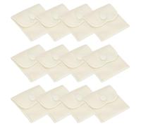 PATIKIL 3x3 Inch Velvet Jewelry Pouches, 12 Pcs Jewelry Packaging Gift Bags with Snap Button for Bracelet Necklace Rings Watch, Beige