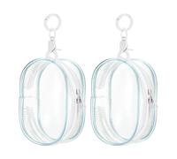 PATIKIL 3x4 Inch Clear Figure Display Bag with Keychain, 2 Pcs Pouch for Collectibles Pompom Ball Portable Mini Doll Pouch Carrying Case Blind Box Figures Display, Sky Blue