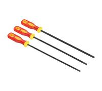 PATIKIL 4.0/4.8/5.5mm Chainsaw Chain Sharpening File, 1Set/3Pcs Round Chain Saw Sharpener File with Plastic Handle for Chainsaw, Red Yellow