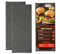 PATIKIL 4.25x11 Inch Leather Menu Covers for Restaurant, 3Pcs Menu Holder Single View Menus Folder Book for Restaurant Cafe Bar Hotel Wine List, Black