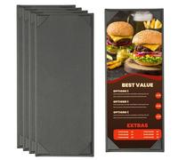 PATIKIL 4.25x11 Inch Leather Menu Covers for Restaurant, 5Pcs Menu Holder Single View Menus Folder Book for Restaurant Cafe Bar Hotel Wine List, Black