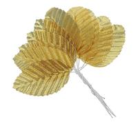 PATIKIL 4.3" Artificial Silk Leaf, 200 Pcs Artificial Leaves Stems Fake Leaves Bulk Fake Rose Wire Crafts Leaves for Home Office Decor, Gold Tone