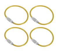 PATIKIL 4.3 Inch Length Wire Keychain Cable, 4 Pack Stainless Steel Key Ring Loop for Outdoor Hiking Sport, Yellow