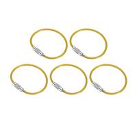 PATIKIL 4.3 Inch Length Wire Keychain Cable, 5 Pack Stainless Steel Key Ring Loop for Outdoor Hiking Sport, Yellow