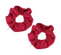 PATIKIL 4.33 Inch Zipper Scrunchie, 2 Pcs Silk Satin Hidden Pocket Scrunchie Elastic Hair Bands Soft Hair Ties Bracelet for Money Keys Hiding Women Thin Thick Hair Styling, Red