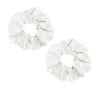 PATIKIL 4.33 Inch Zipper Scrunchie, 2 Pcs Silk Satin Hidden Pocket Scrunchie Elastic Hair Bands Soft Hair Ties Bracelet for Money Keys Hiding Women Thin Thick Hair Styling, White
