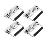 PATIKIL 4.3inch Spring Loaded Handle, 4 Pcs Folding Heavy Duty Toolbox Pull Chest Handles with Rubber Surface Mount Folding Grip for Toolbox Chest Case Crates Storage Boxes, Silver Tone