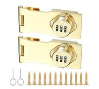 PATIKIL 4.5 Inch Cabinet Password Hasp Lock, 2 Pcs 3-Digit 180 Degree Barn Door Lock Security Combination Latch Lock for Drawers Cabinets Small Doors, Gold