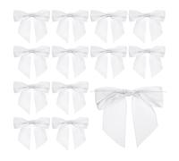 PATIKIL 4.5" Twist Tie Satin Bow, 36Pcs Large Twist Tie Pretied Satin Ribbon Bow Premade Wrapping Bownot Decoration for Treat Bag Craft DIY Wedding Christmas Package Gift, White
