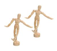 PATIKIL 4.5" Wooden Mannequin Figure, 2 Pcs Artist Drawing Manikin Model Flexible Movable Jointed Sketching Lay Figure for Painting Drawing Decoration