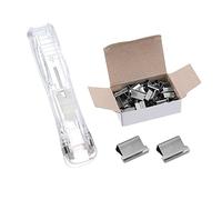 PATIKIL 4.5" x 1" Clam Clip Dispenser, 1 Set Binder Clam with 50 Pcs Clips for Binding Papers, Files, Office Documents, and Food Sealing, White