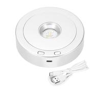 PATIKIL 4.5" x 3.5" Rotating LED Light Base Stand, Colorful Base Display Pedestals with 4 Revolving & 8 Light Modes Electric & Battery-Operated Platform for Crystal Decoration, Silver Tone