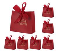 PATIKIL 4.5x1.8x4 Inch Gift Bags for Presents, 50 Pcs Wedding Paper Gift Bag with Ribbon for Mother's Day, Easter Anniversary, Christmas, Graduation Celebration, Wine Red