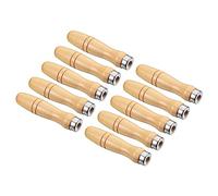 PATIKIL 4.7 Inch Wooden File Handle, 10 Pack File Cutting Tool File Handle Replacement Accessories with Metal Collar for 9.8mm Dia File