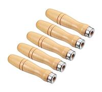 PATIKIL 4.7 Inch Wooden File Handle, 5 Pack File Cutting Tool File Handle Replacement Accessories with Metal Collar for 9.8mm Dia File