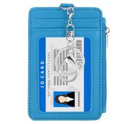 PATIKIL 4.7 x 3.2 x 0.2 Slim PU Leather Card Holder Wallet, 1 Pack Small Front Pocket Credit Card Case with Zipper Coin Wallets, ID Window & Keychain for Women Men, Gray