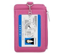 PATIKIL 4.7 x 3.2 x 0.2 Slim PU Leather Card Holder Wallet, 1 Pack Small Front Pocket Credit Card Case with Zipper Coin Wallets, ID Window & Keychain for Women Men, Rose Red